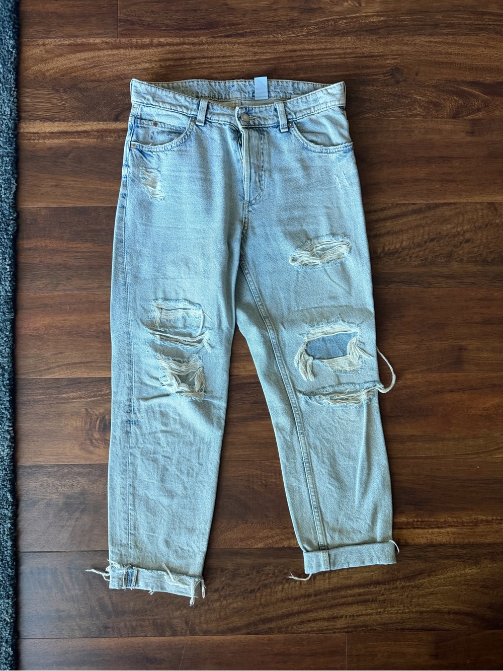 H&M Light Blue Distressed Boyfriend Jeans